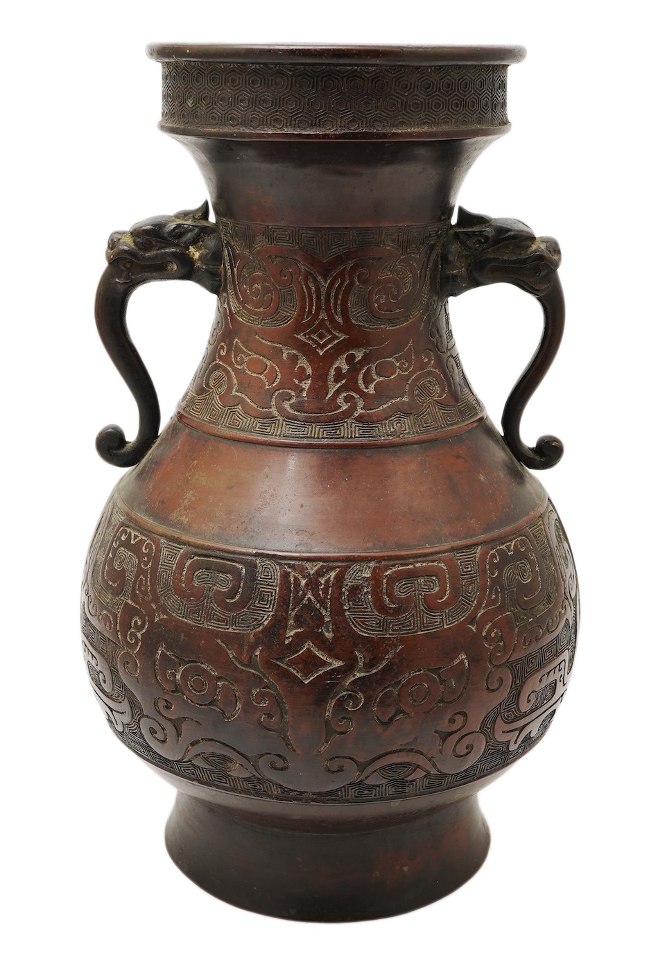 A Chinese archaistic bronze vase, hu, 19th century